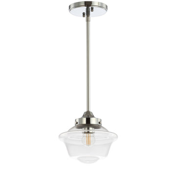 Kurtz School House Adjustable Drop Metal/Glass LED Pendant - JONATHAN Y